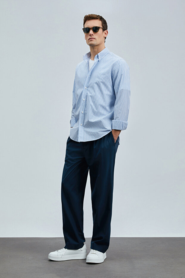 Charles Erkek Basic Gömlek Regular Fit Mavi - 5