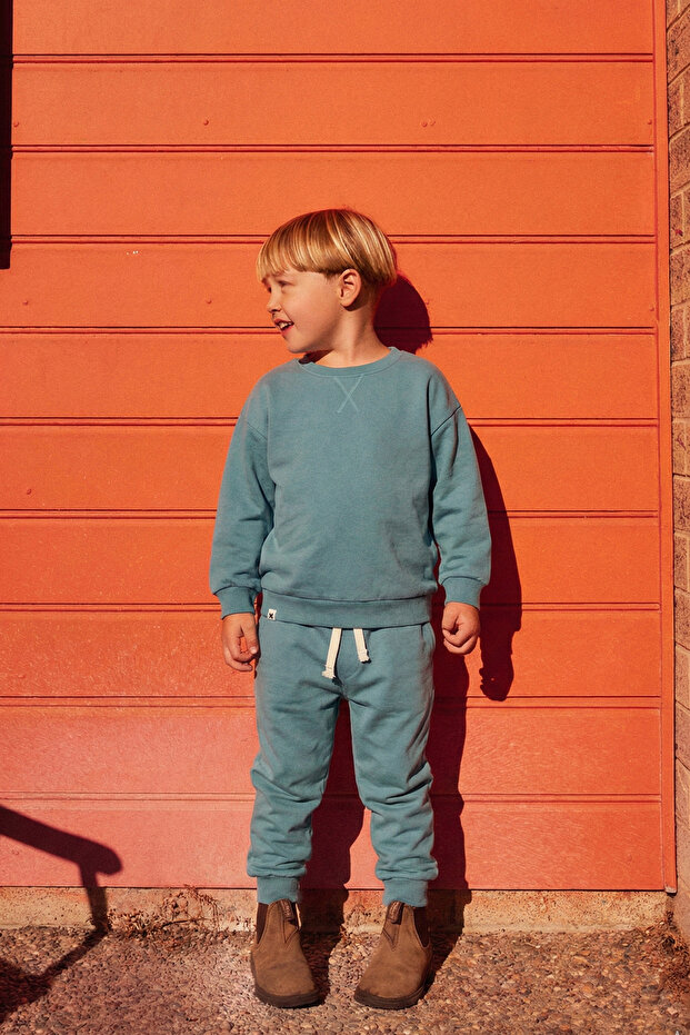 Basic Karyoka Detailed Sweatshirt Set Age 3-8 Çağla Yeşil