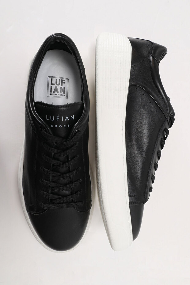 Frank Erkek Deri Sneaker Ayakkabı Siyah - 5