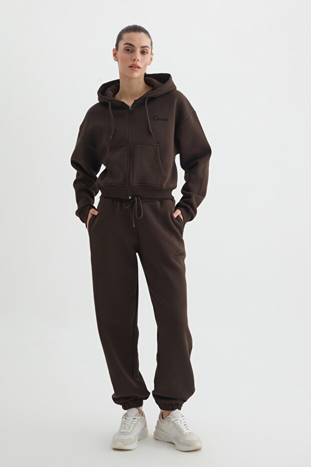 Liri Women's 3 Thread Tracksuit Set – O Oversized Comfortable Fit, Ş Fleece-Lined Fabric, Casual Sports Set