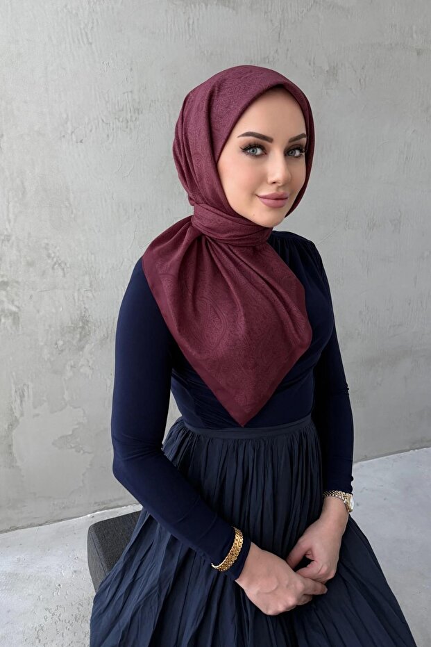 Burgundy Neva Bohemian Modal Silk Scarf