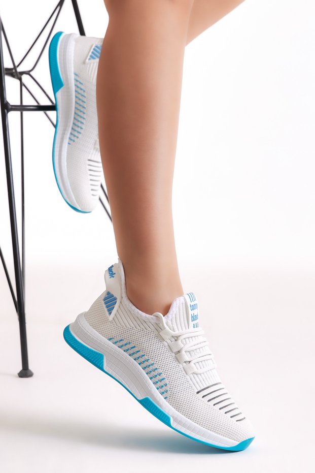 Unisex White Blue Sports Shoes Tbqnl