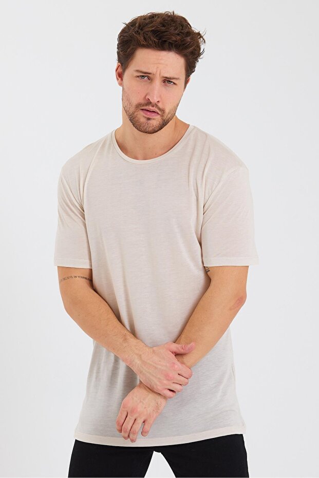 Men's Tencel Fabric Oversize T-Shirt Stone