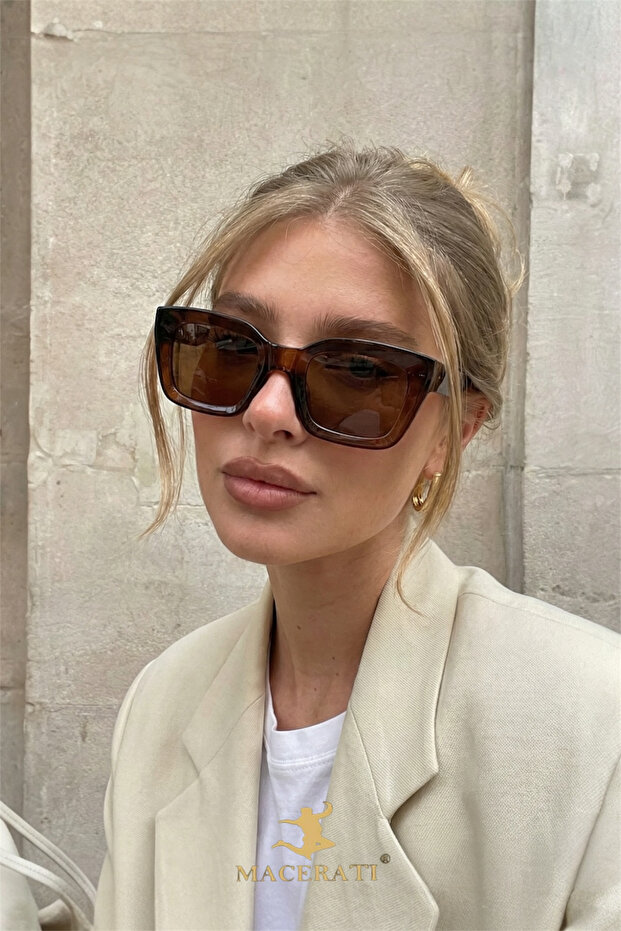 Unisex Loya Brown Square Ultra Light Uv400 Filtered Sunglasses