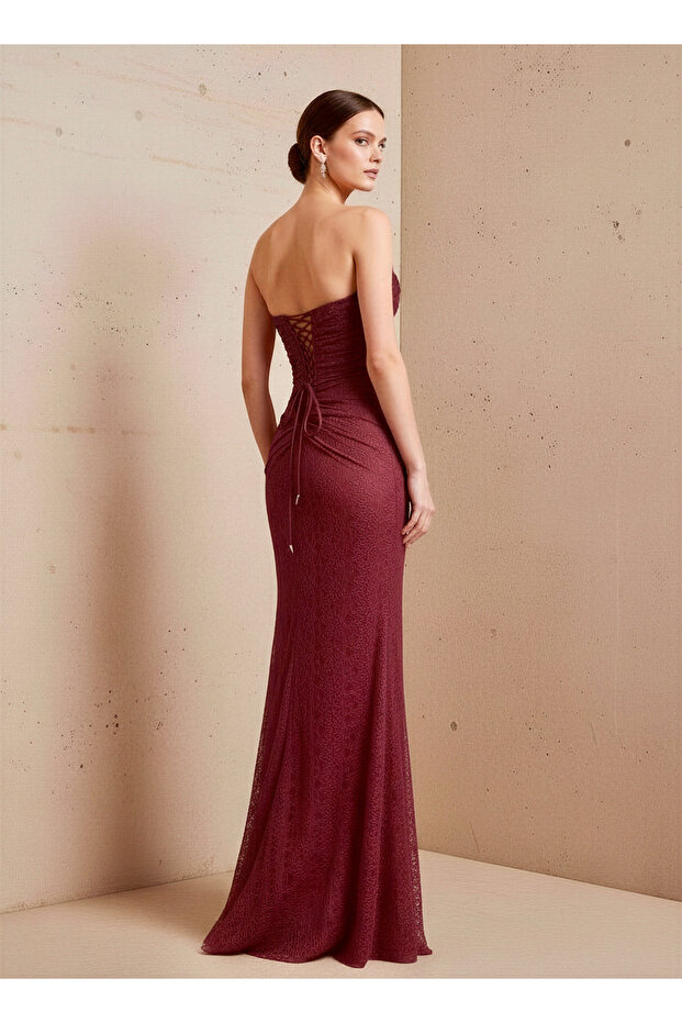 6147DAN LEZ DANTEL ELBİSE - 2