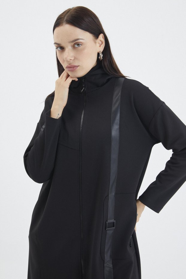 Hooded High Collar Sportswear Black 0131