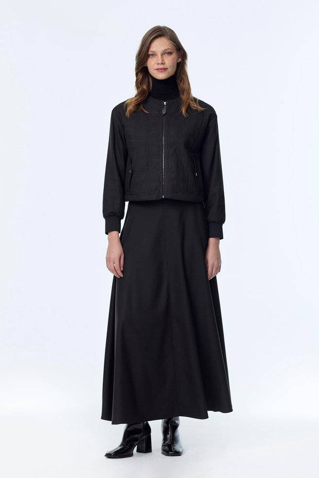 Patterned Pocket Detailed Double Black Suit 1630