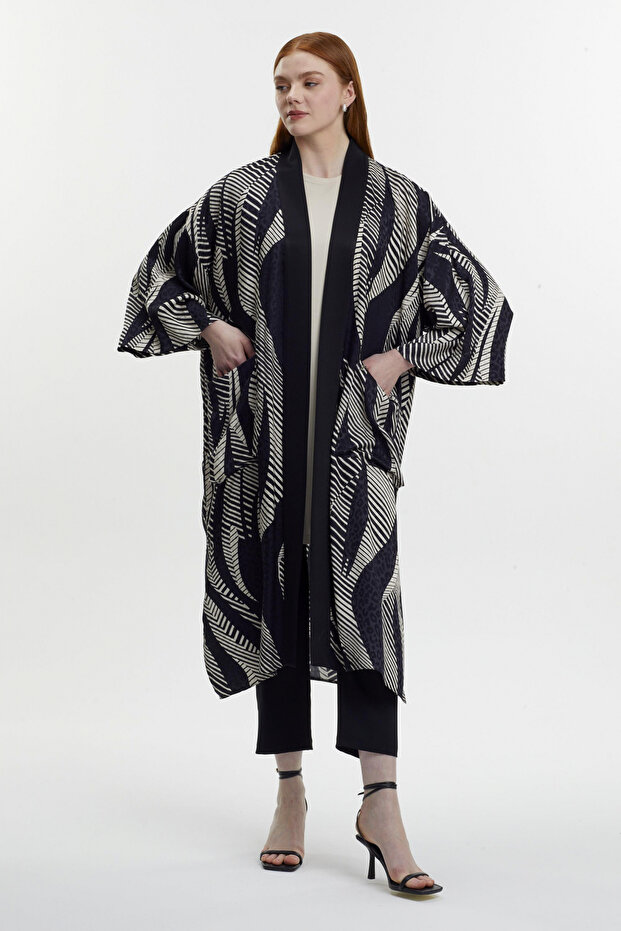 طقم أسود مزدوج منقوش للداخل والخارج 1283 - 3