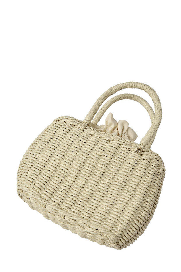 حقيبة من القش باللون البيج 0045 - 4