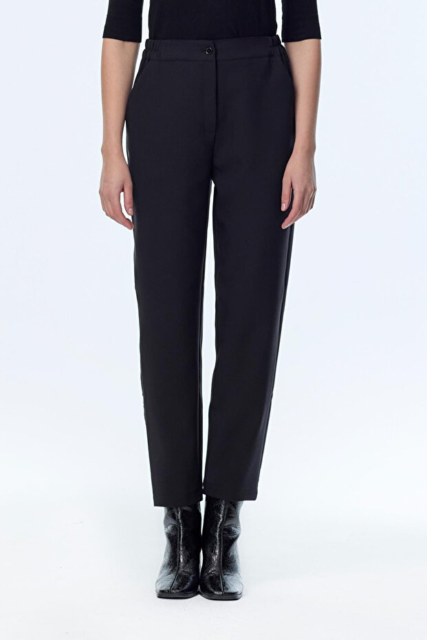 Elastic Waist Black Trousers 0259