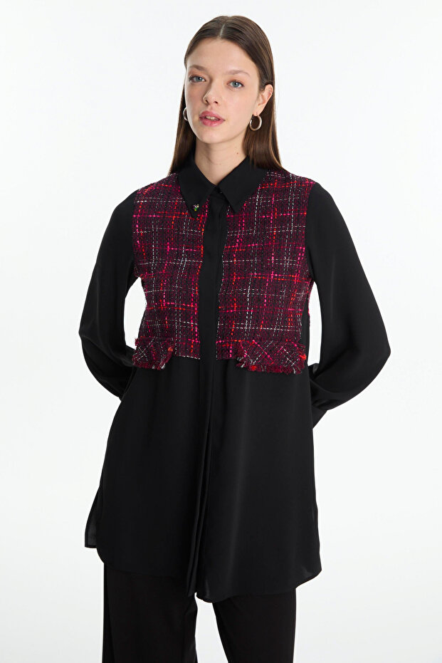 Tweed Patterned Plum Tunic 1512