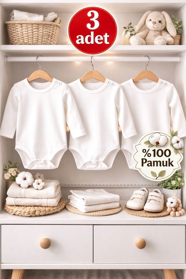 3-Piece 0-5 Years Old 100% Cotton Long Sleeve Baby Bodysuit Cotton Unisex Baby Girl and Boy Bodysuit