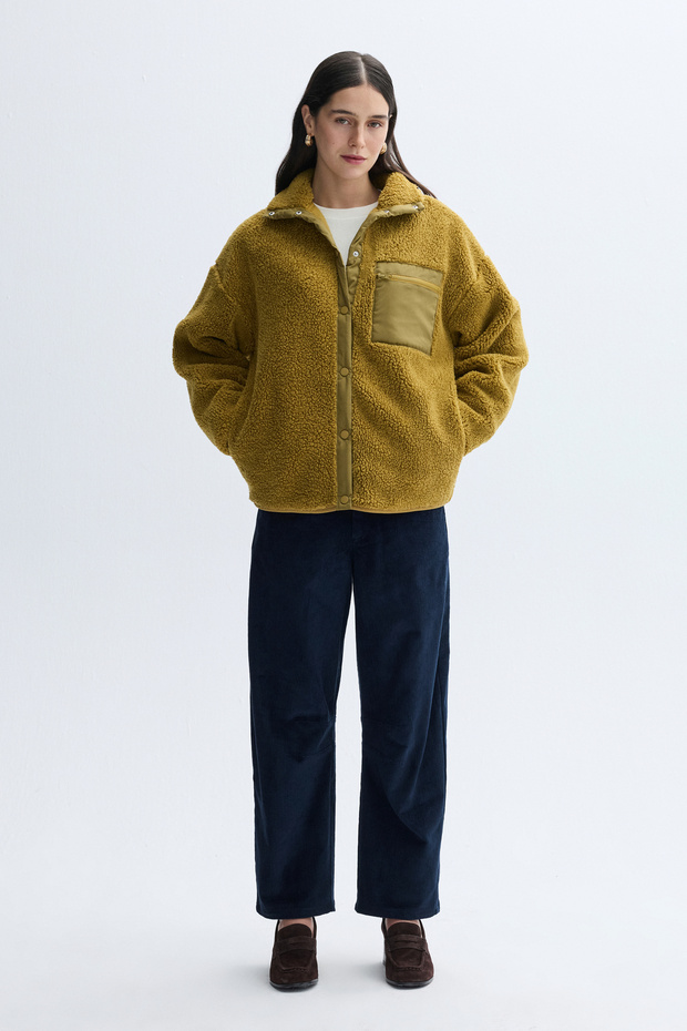 Oversized Plush Bomber Jacket - 2