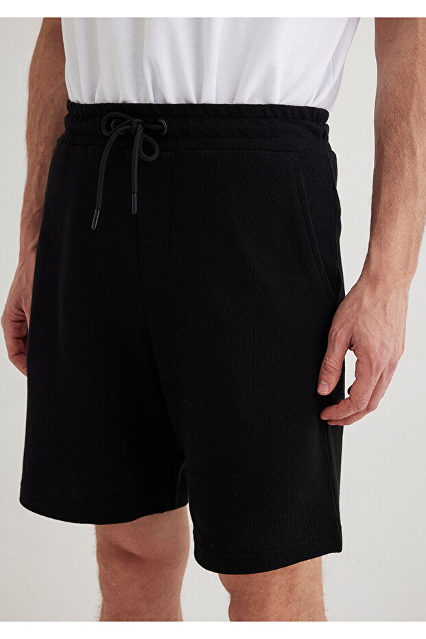 Siyah Örme Şort 066694-900 - 6