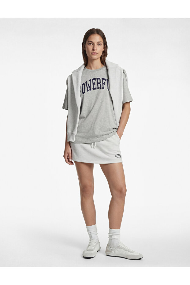 Short Sleeve Crew Neck Printed Oversize Sports T-Shirt