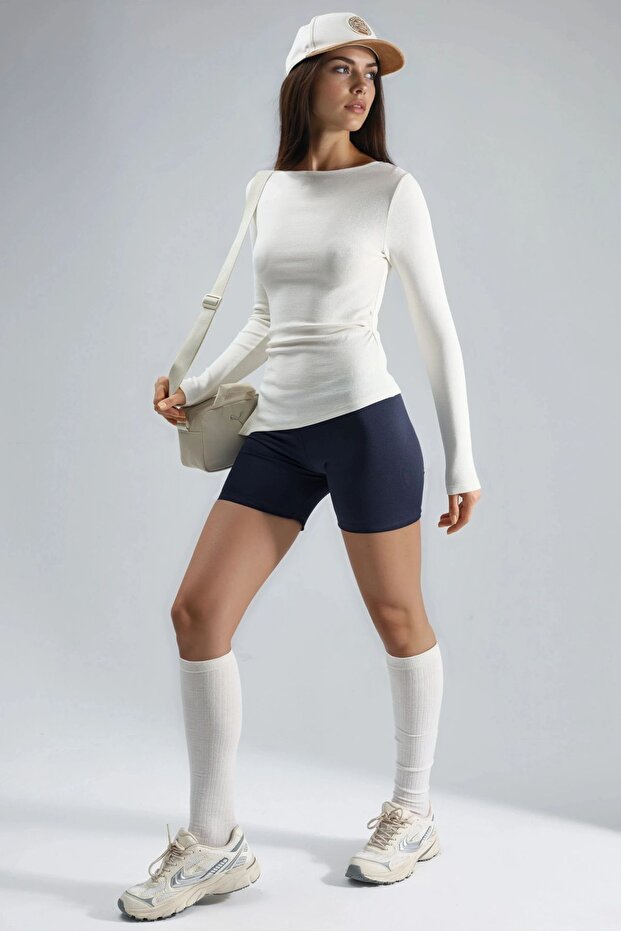 BUSEM Kayık Yaka Pamuklu Bluz - 6