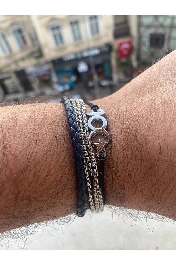 100.سوار سلسلة مصعد سنة فضي 1 قطعة - 3