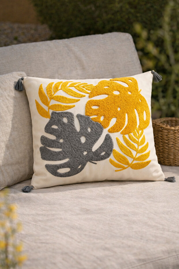 Tera Bohemian Punch Embroidered Throw Pillow Cover (Without Inner Filling)