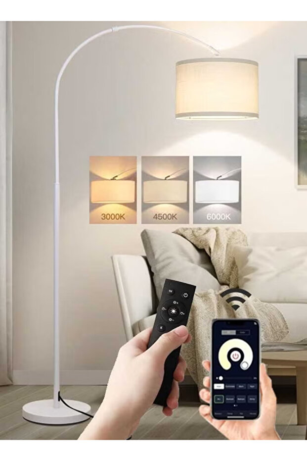 Modern LED Arc Floor Lamp with Remote Control - 2