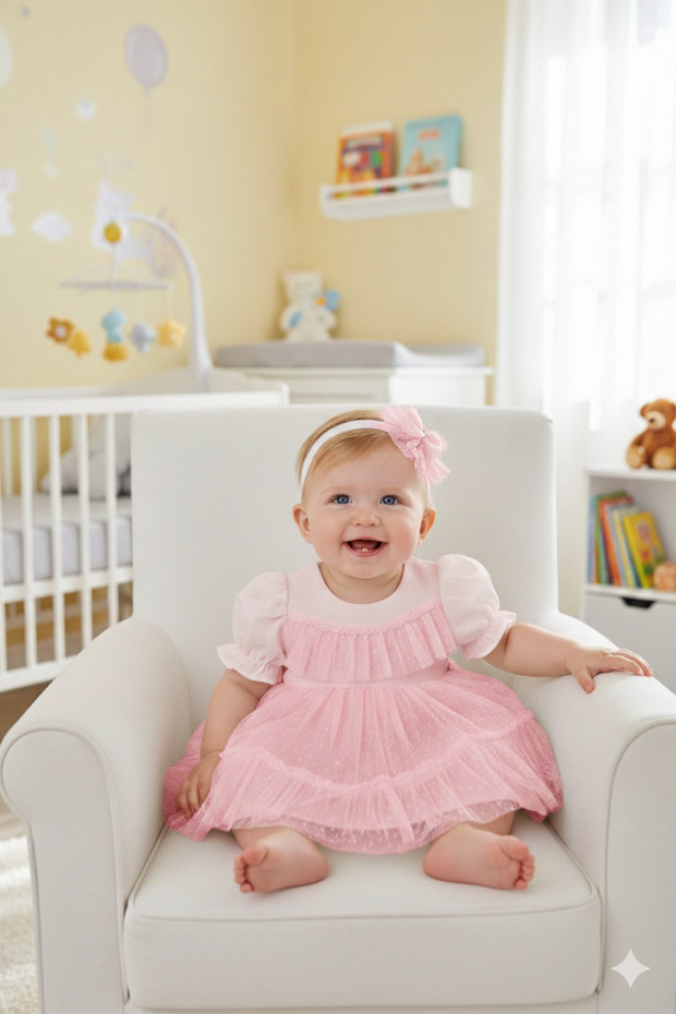 Baby Girl Religious Ceremony Dress Summer Lace with Bandana Newborn Hospital Take-Home Set Formal Gown 4015