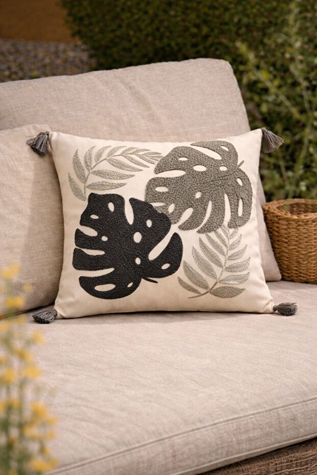 Tera Bohemian Punch Embroidered Throw Pillow Cover (Without Inner Filling)
