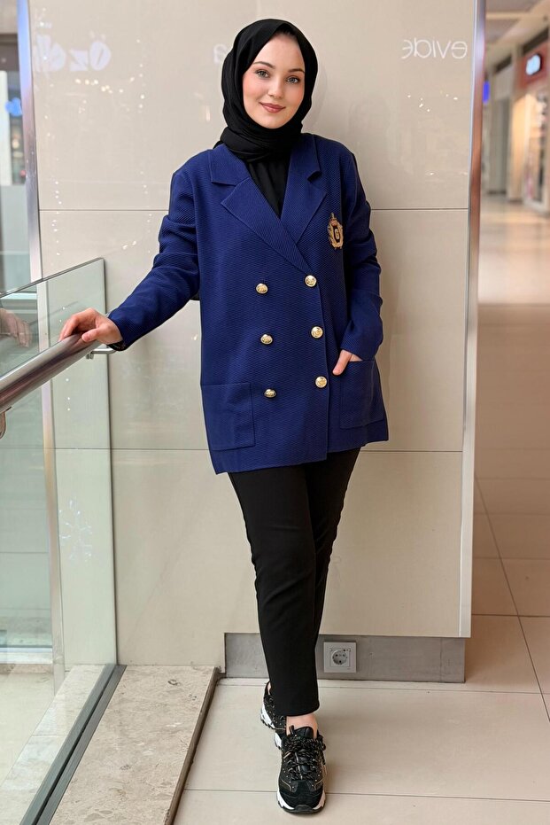 Double-Breasted Collar g Logo Patterned Knitwear Jacket - 3