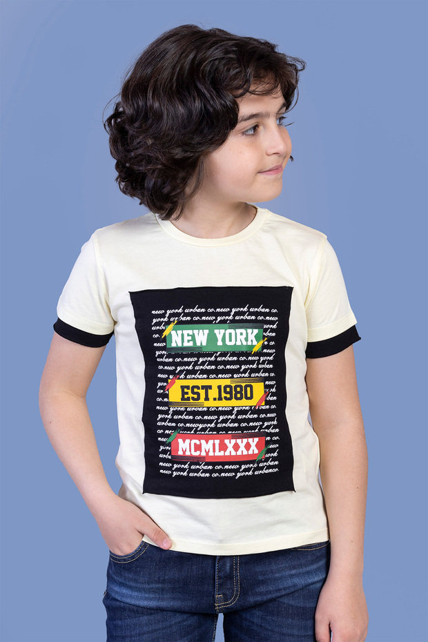 Boy's Printed Crew Neck Short Sleeve T-Shirt