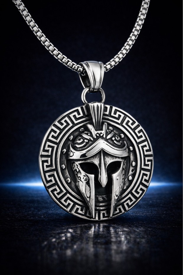 Ancient Greek Spartan Warrior Necklace – Stainless Steel Men's Locket