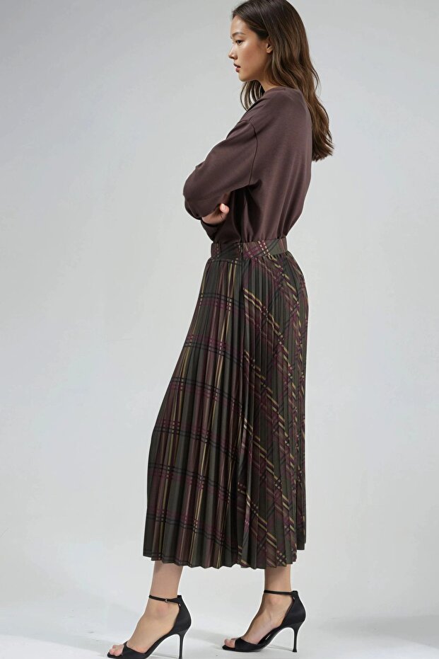 تنورة ماكسي مطوية منقوشة من BUSEM - 4