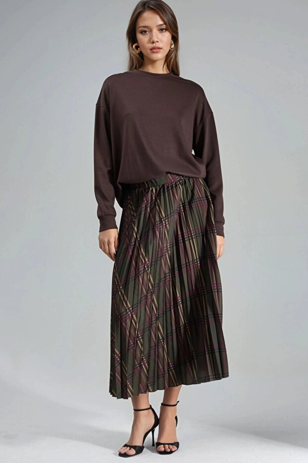 تنورة ماكسي مطوية منقوشة من BUSEM - 7