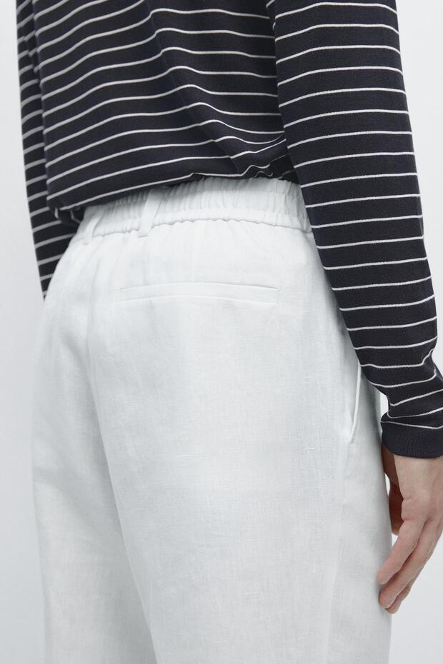 Elastik belli %100 keten pantolon - 4