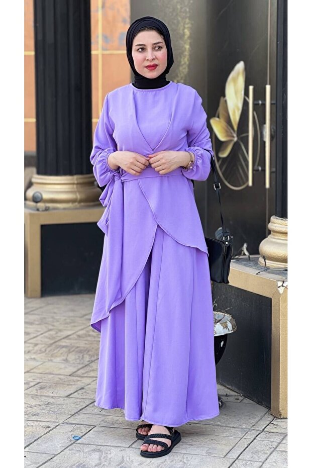 4473 Model Lilac Hijab Double Set