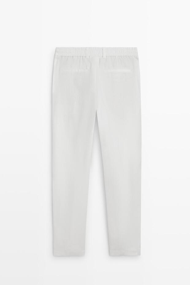 Elastik belli %100 keten pantolon - 8