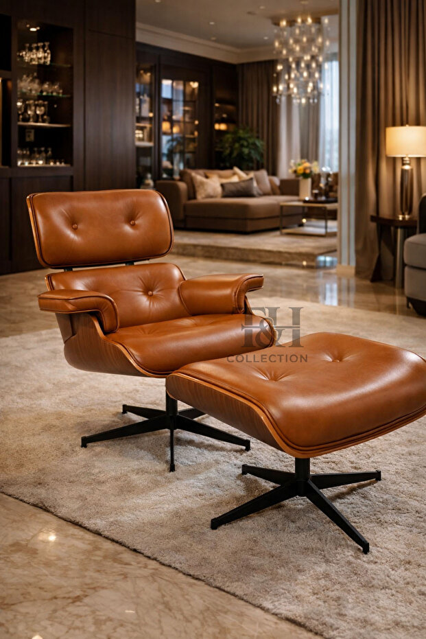 Eames Lounge Deri Berjer Siyah - 3