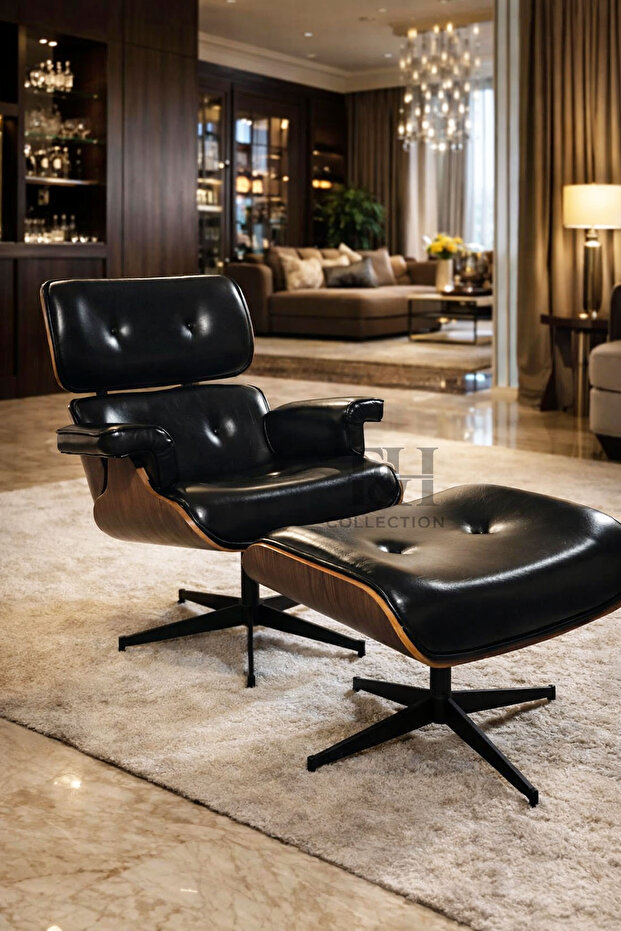 Eames Lounge Deri Berjer Siyah - 2