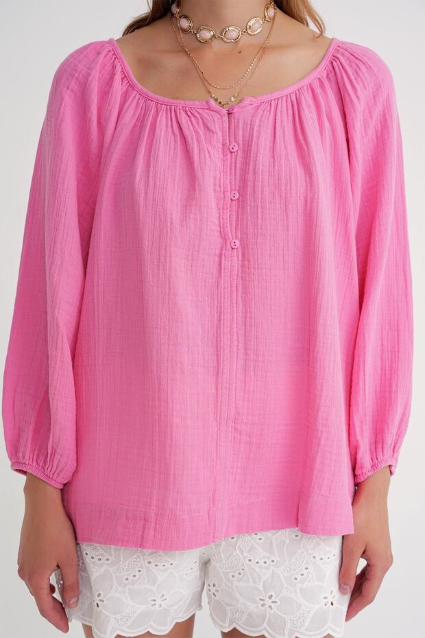 Mixray button muslin blouse - 3