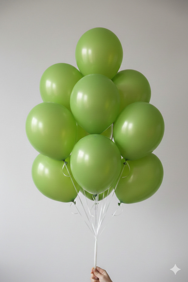 12 Inch Pistachio Green Metallic Balloon - 10 Pieces