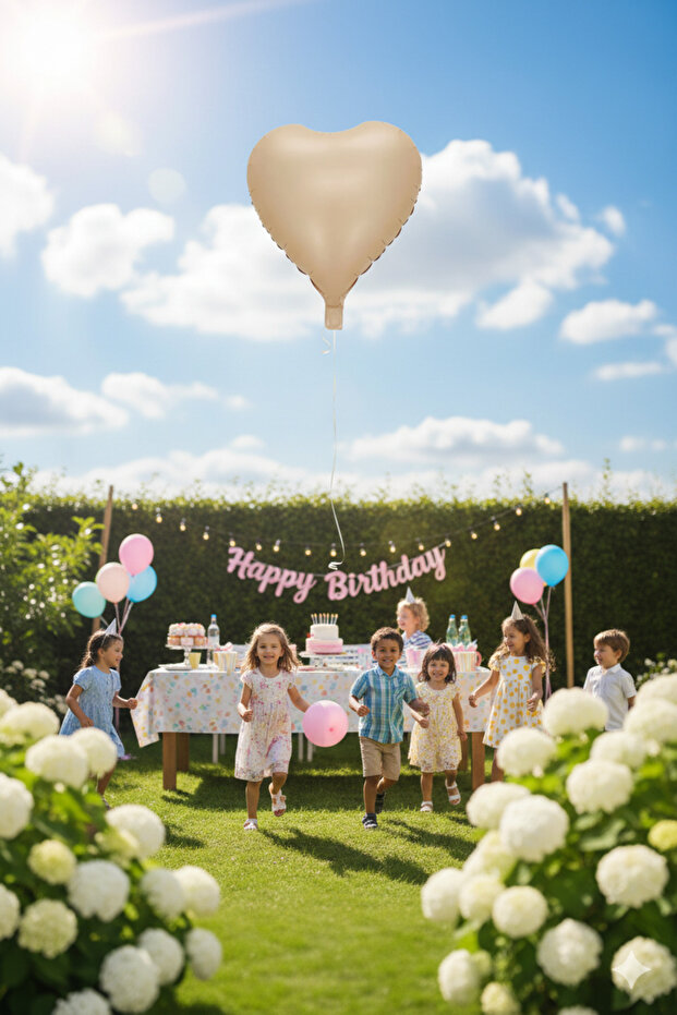 Retro Beige Dark Cream Heart Foil Balloon 18 Inch 45 cm 1 Piece