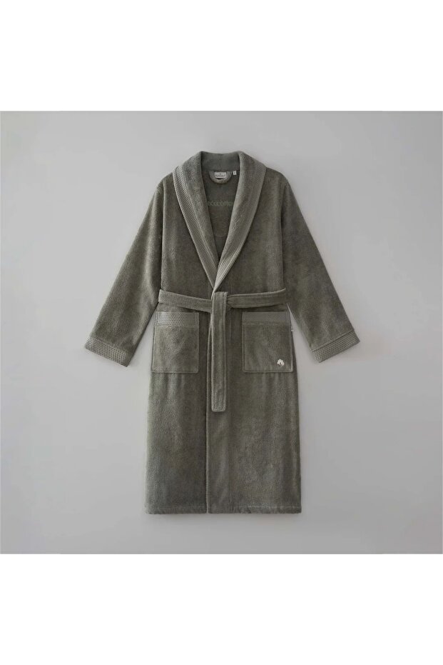 Pure Cotton Women's Bathrobe 100% Organic Cotton Embroidered Green