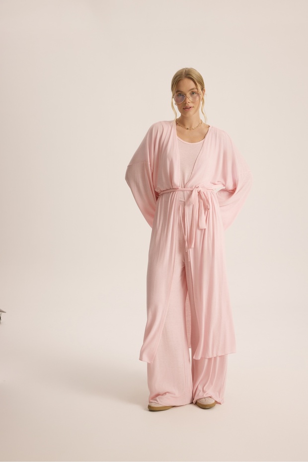 Raina Pembe Kimono Basic Üçlü Takım - 2