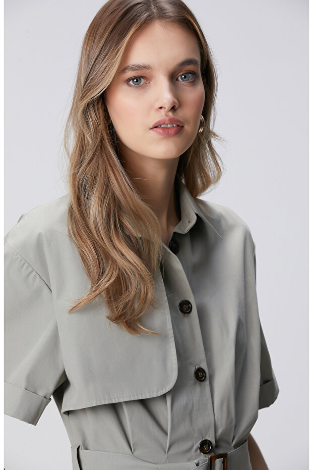 Açık Haki Midi Elbise - 2