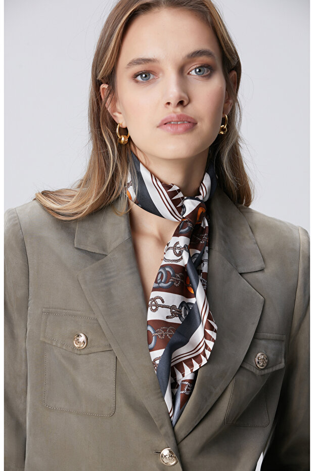 Haki Cupro Blazer Ceket - 2