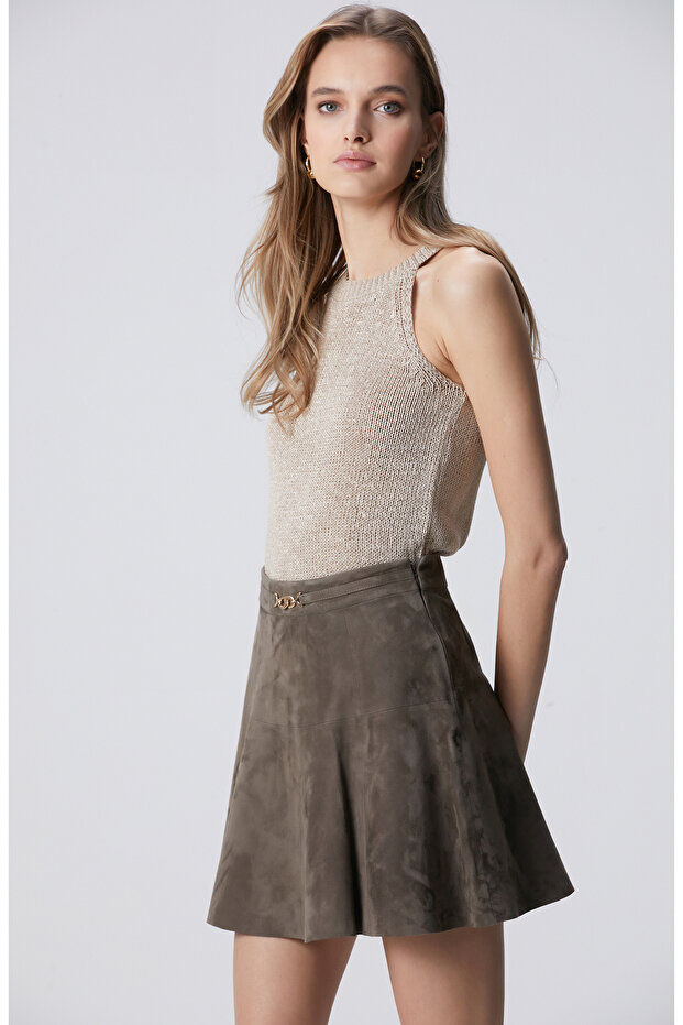 Açık Bej Halter Yaka Triko - 4