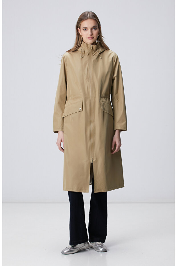 Bej Kapüşonlu Pardesü - 3