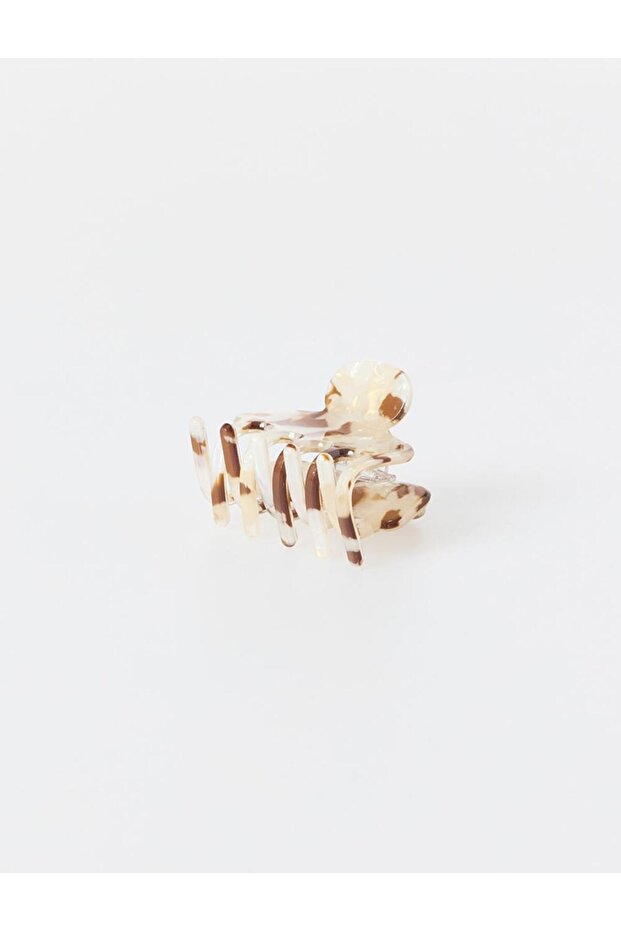 إكسسوارات شعر بنمط الفهد بلون إكرو مع مشبك على شكل فراشة - 2