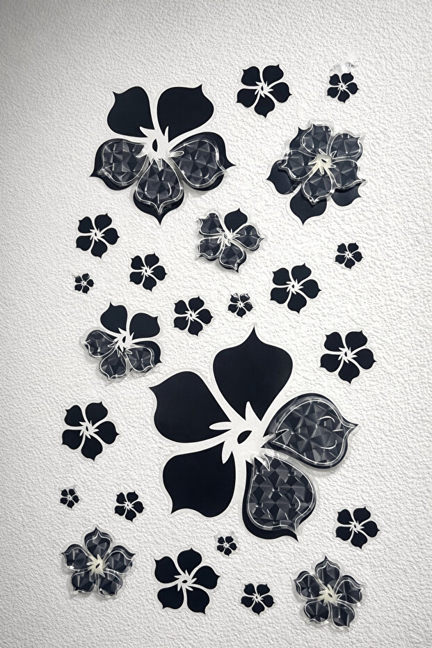 3D Black Floral Pattern Wall Sticker