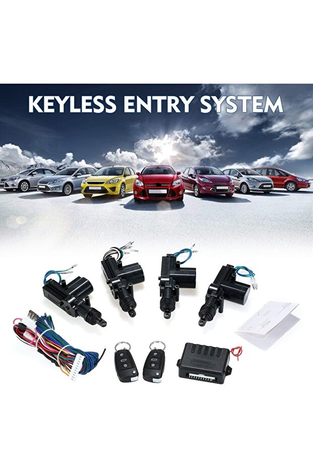نظام قفل مركزي عالمي للسيارة بجهد 12 فولت مع نظام دخول بدون مفتاح وجهازَي تحكم عن بعد لفتح صندوق السيارة - 4