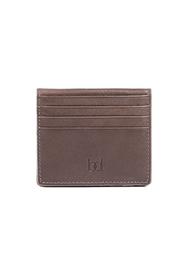 Luis Unisex Genuine Leather Card Holder Dark Mink