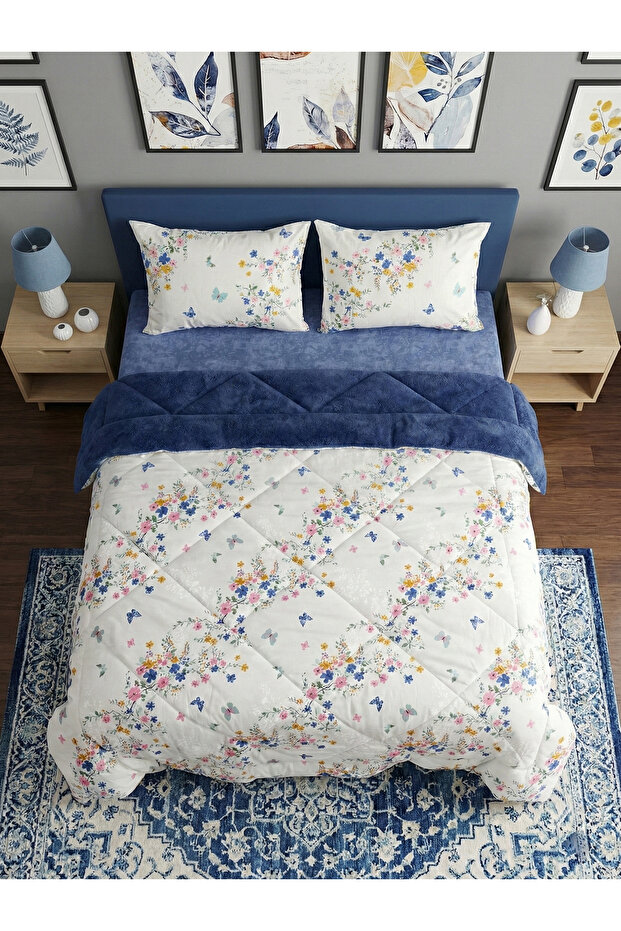 طقم لحاف ويلسوفت مزدوج منقوش (بدون ملاءات) بحرير شارع - 1