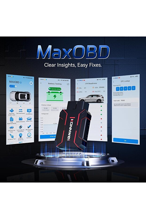 OBD2 Scanner Bluetooth, Full System Car Diagnostic Scanner Tool, Check Engine Code Reader, Voltage T - 5